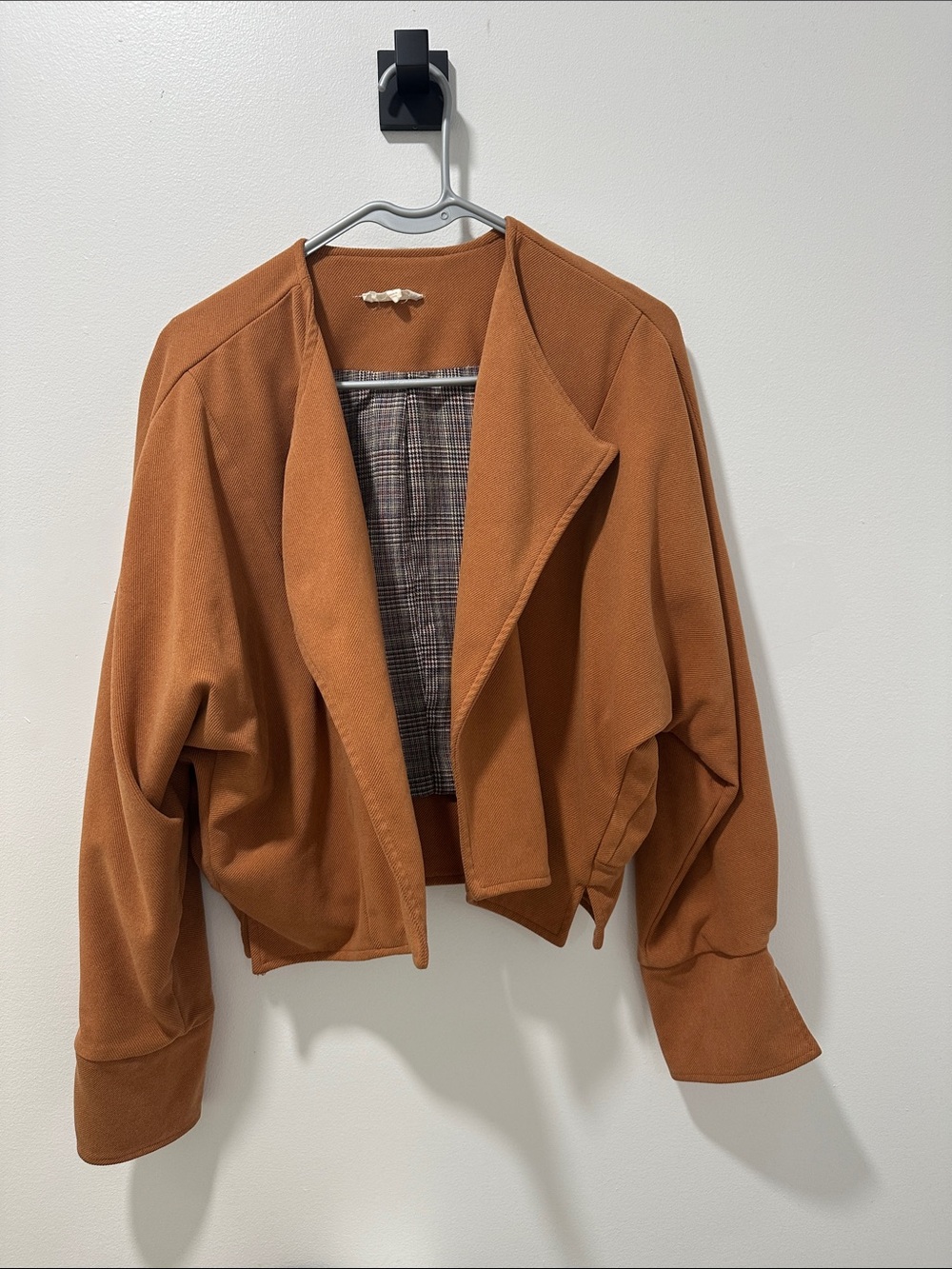 Mystree Rust Cropped Open-Front Blazer